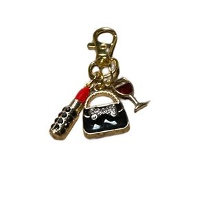 Purse, Lipstick & Wine Glass Zipper Charms